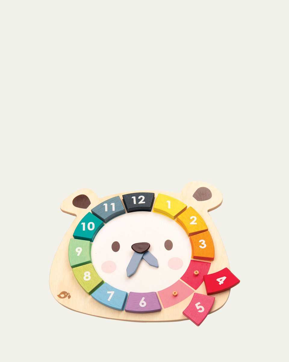 Kid's Tender Leaf Wooden Bear Colors Clock